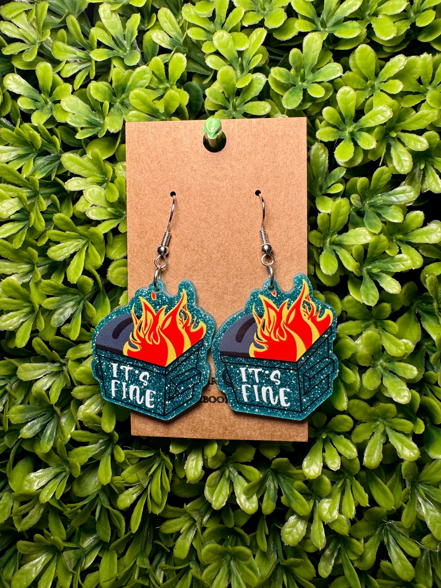 Dumpster Fire Acrylic Earrings