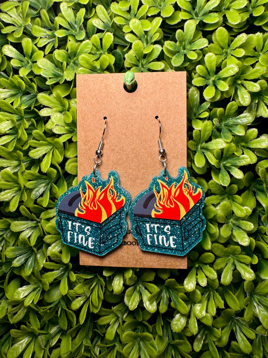 Dumpster Fire Acrylic Earrings
