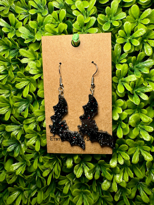 Glitter Acrylic Bat Earrings