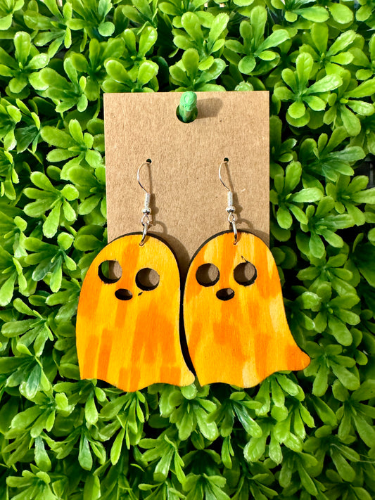 Stained Orange & Yellow Ghost Earrings