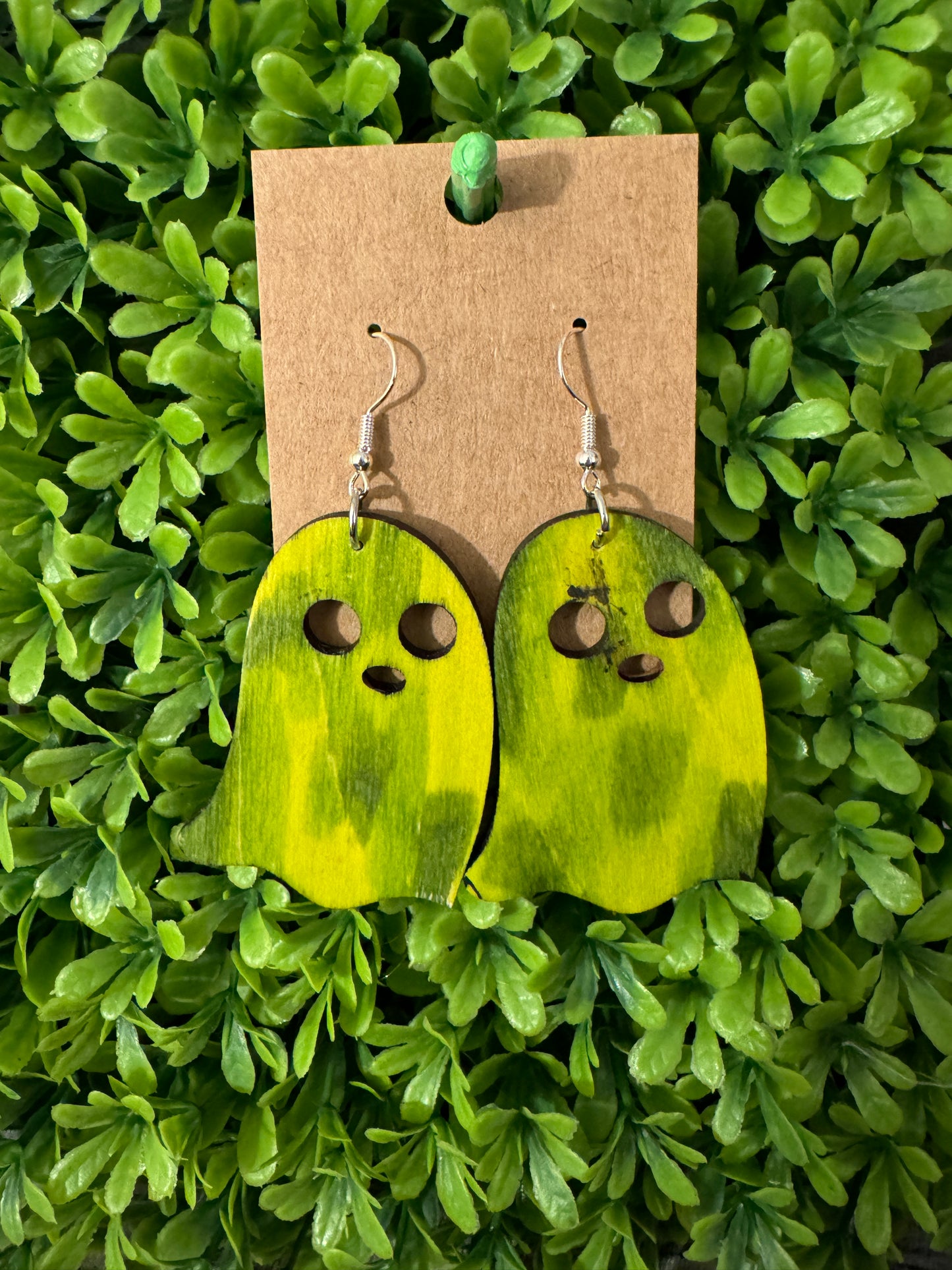 Stained Green Ghost Earrings