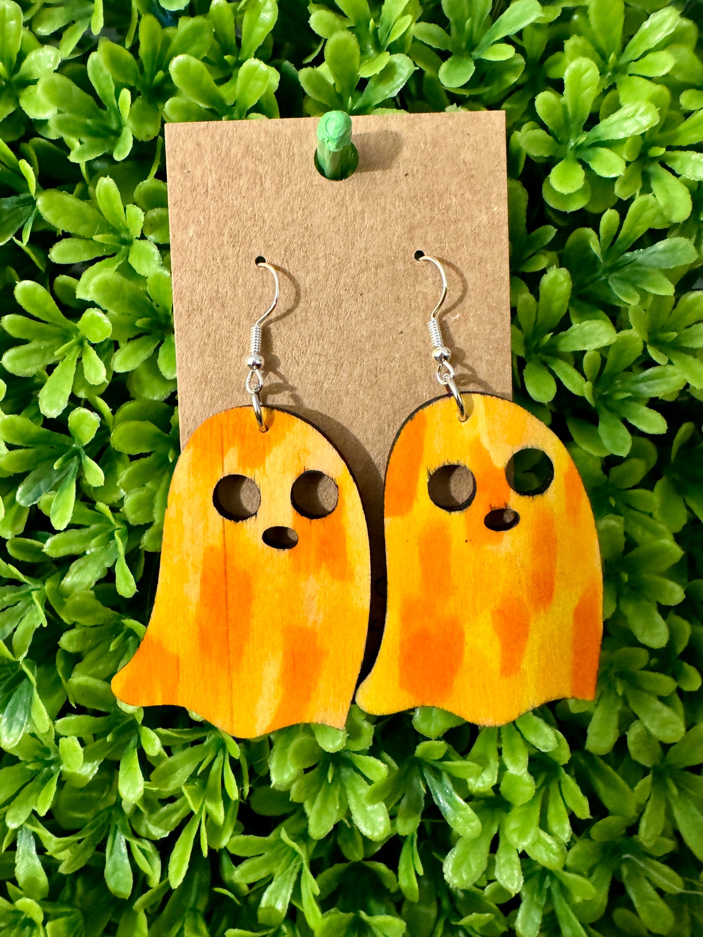 Stained Orange & Yellow Ghost Earrings