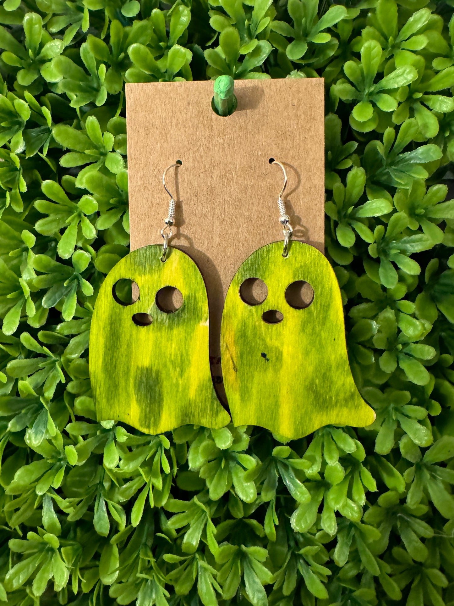 Stained Green Ghost Earrings